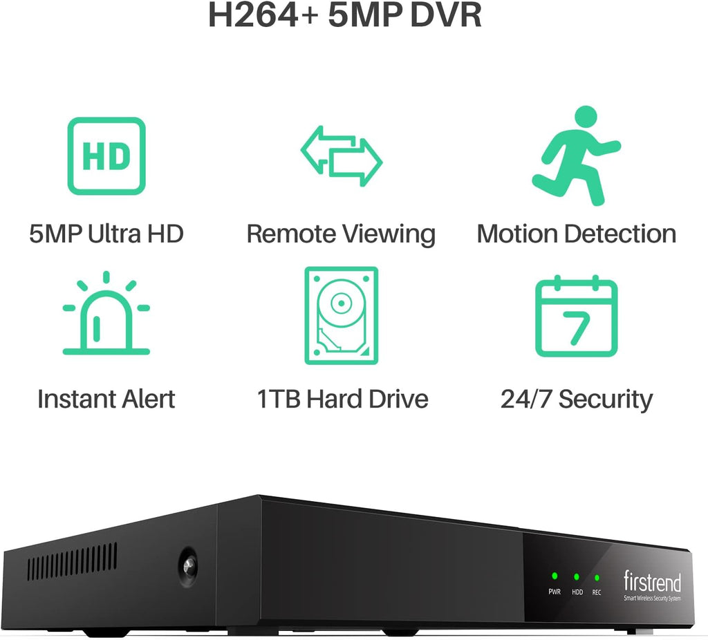5MP PoE Security Camera System with 4 Cameras and 1TB HDD N8607