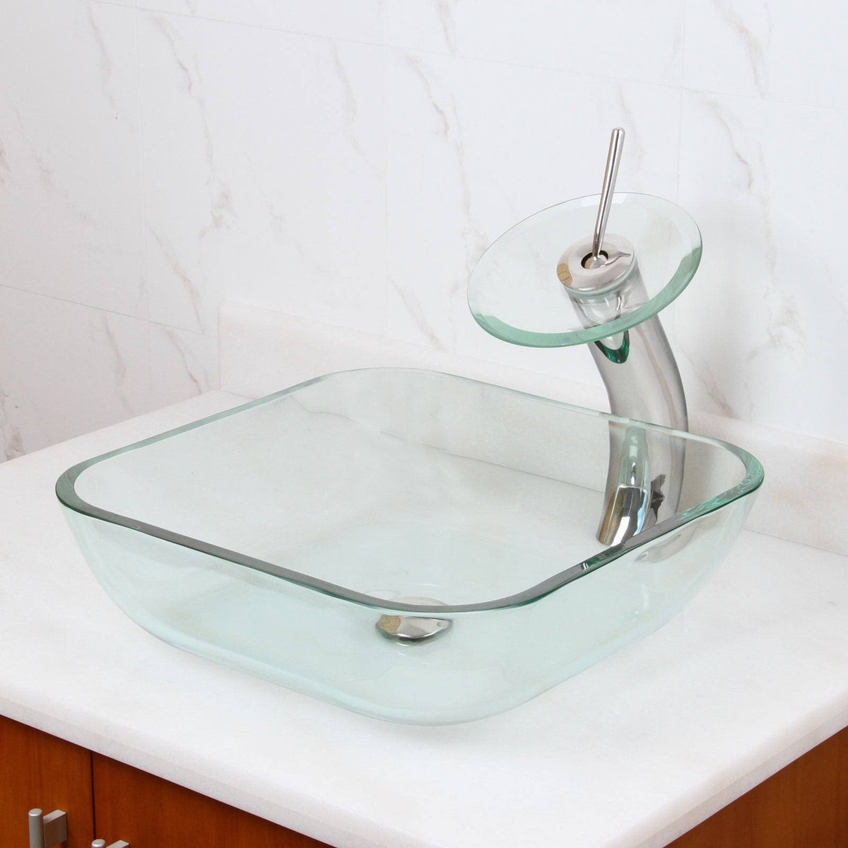 Transparent Square Tempered Glass Vessel Sink O6190