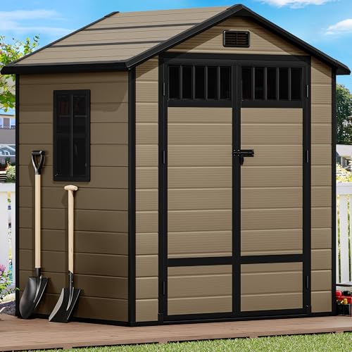6x4.4 FT Resin Storage Shed with Lockable Door and Vents H788