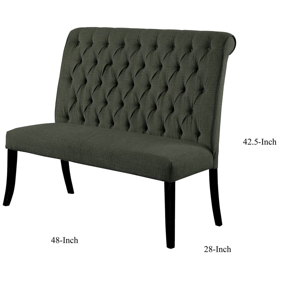 Tufted Fabric Upholstered Wooden Love Seat Bench V6576