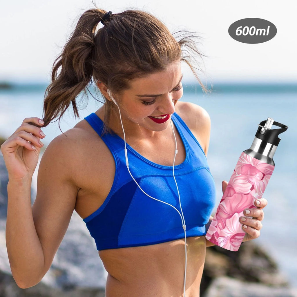 Pink Insulated Stainless Steel Water Bottle with Straw Lid 20 oz N912