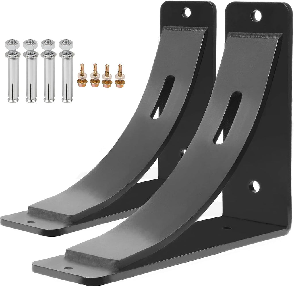 2Pcs Heavy Duty Steel Shelf Brackets Matte Black K20868