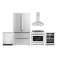 5 Piece Kitchen Appliance Package with Dual Fuel Range, Island Range Hood, Built-in Dishwasher, French Door Refrigerator & 48 Bottle Wine Refrigerator K1470