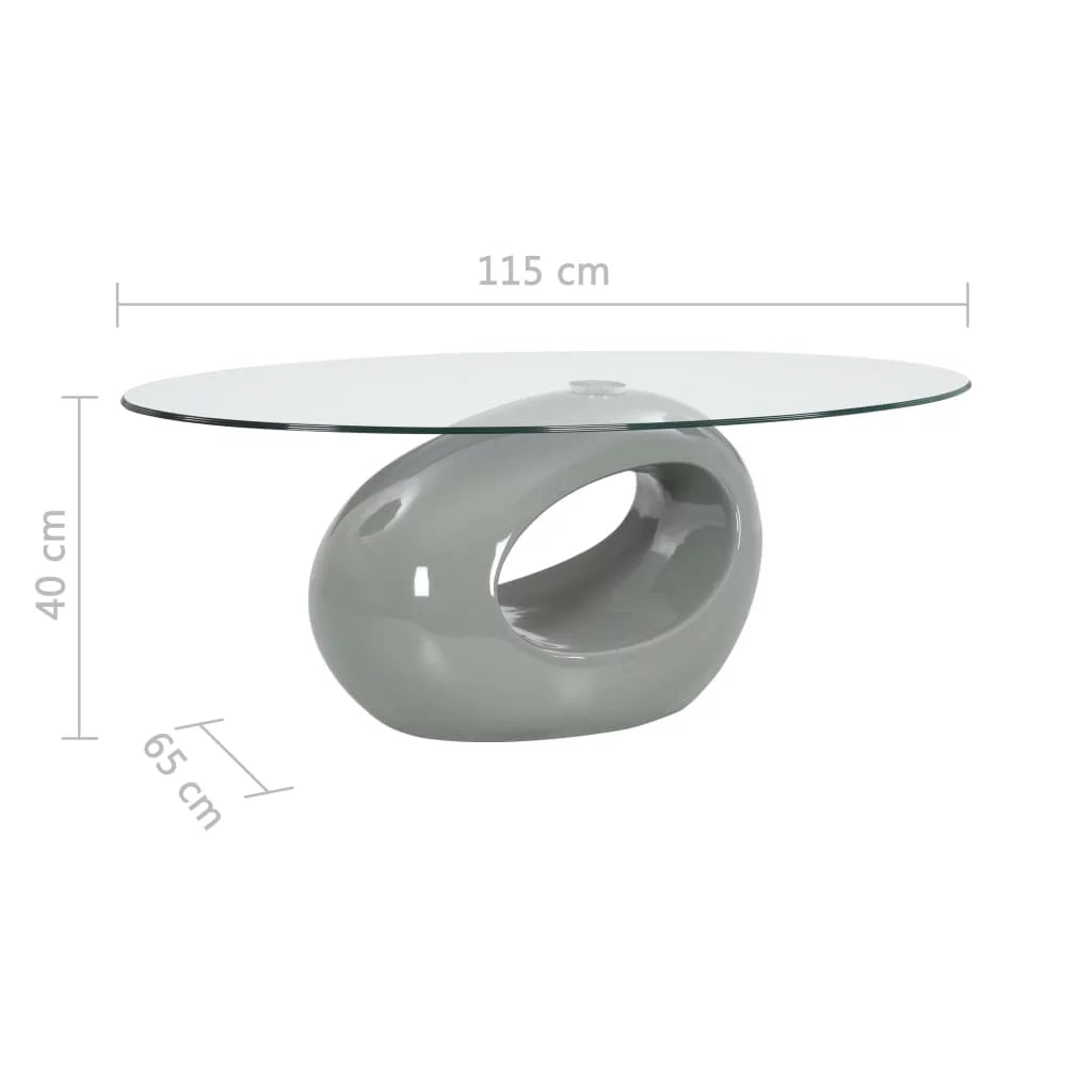 Oval Glass Coffee Table with Fiberglass Stand P866