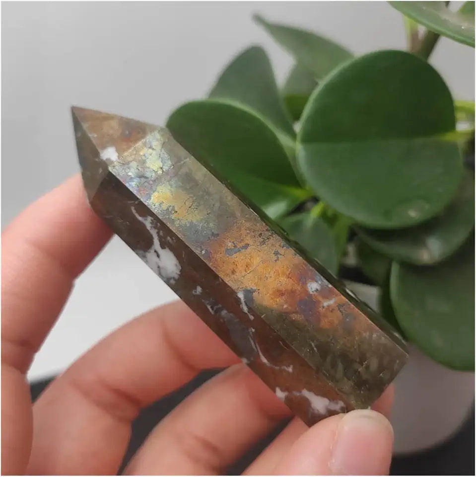 Natural Crystal Rough Copper Pyrites Wand Gemstone Obelisk N600722