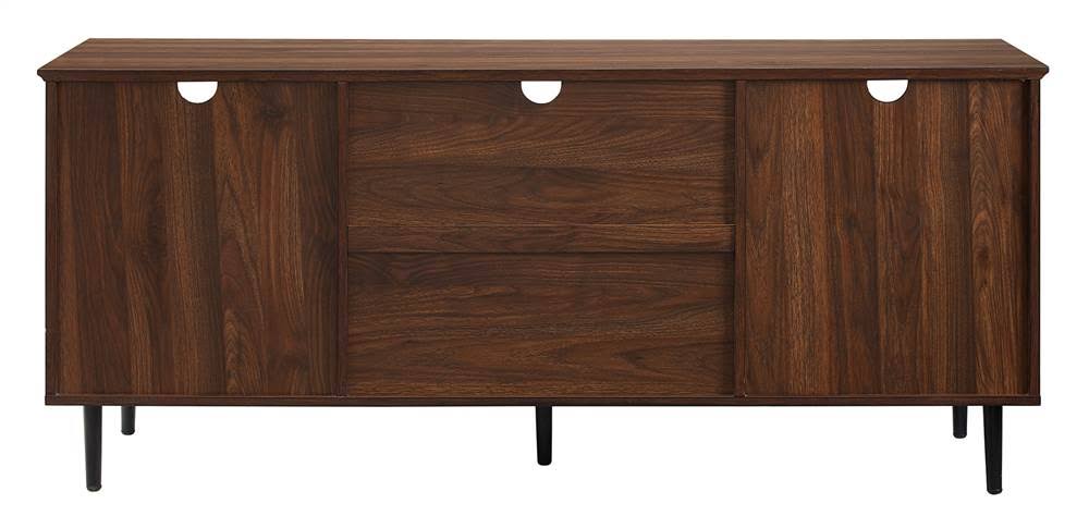 Dark Walnut Glass Wood TV Console F5213