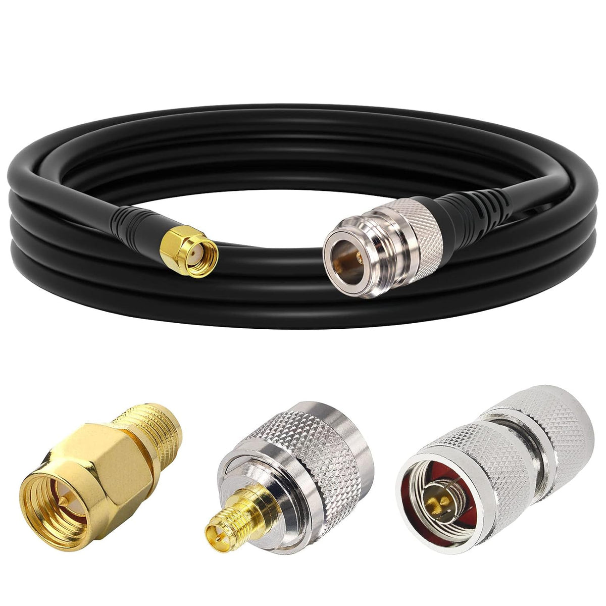 N Type Female to RP-SMA Male 10Ft RG58 Coaxial Cable Pack of 2 W47937