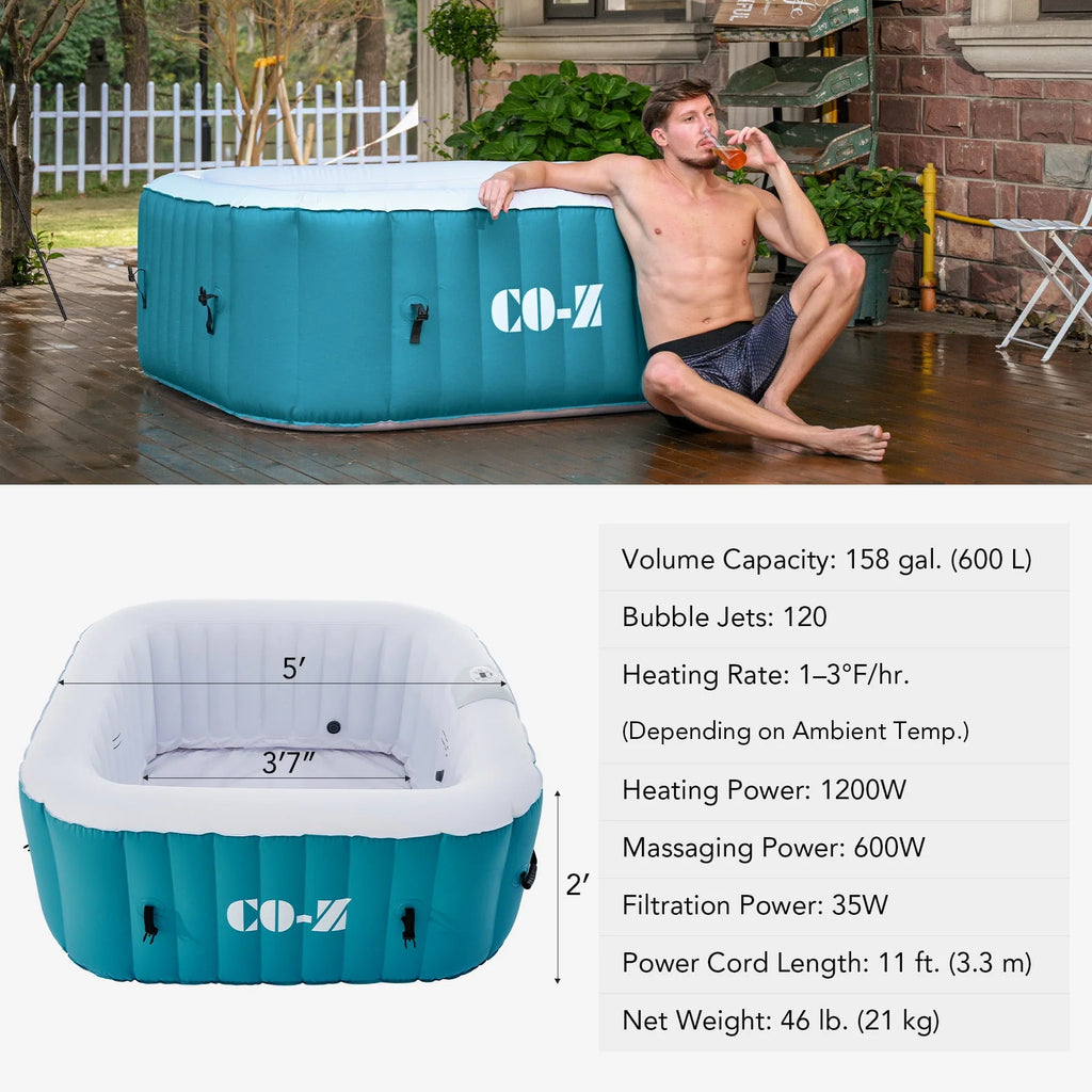 4 Person Inflatable Hot Tub Pool with Massage Jets V1342