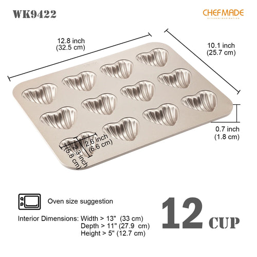 12-Cavity Non-Stick Heart-shaped Madeleine Mold Cake Pan L526687