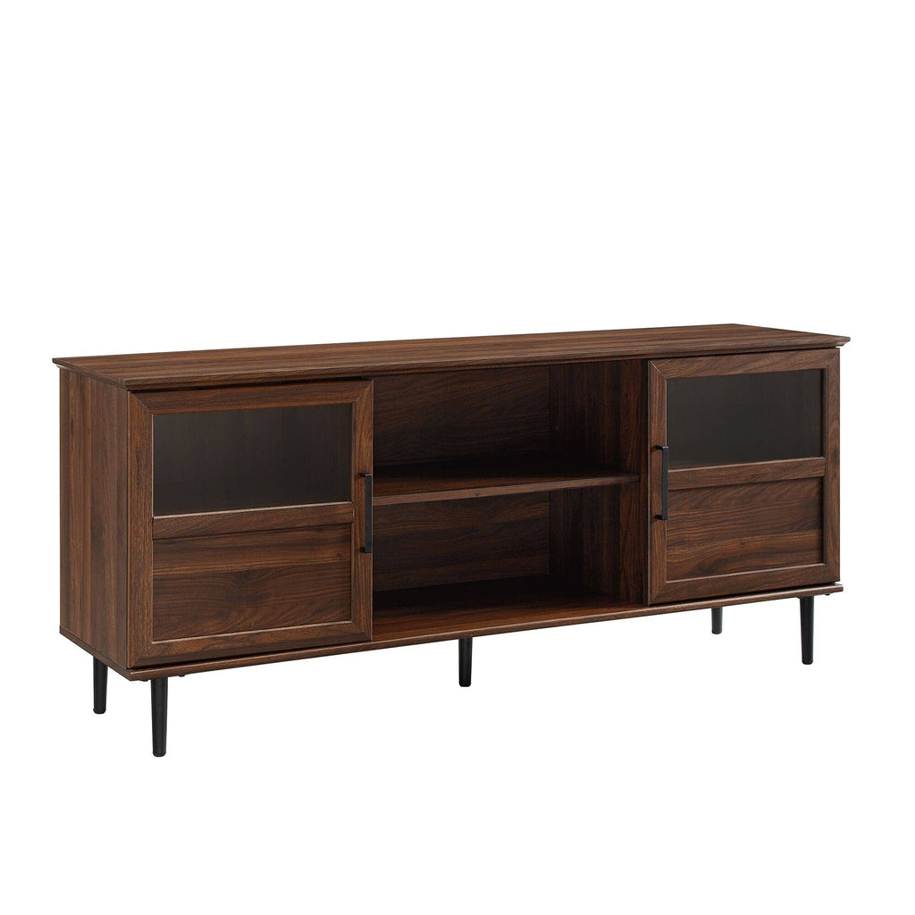 Dark Walnut Glass Wood TV Console F5213
