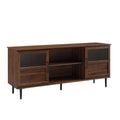 Dark Walnut Glass Wood TV Console F5213