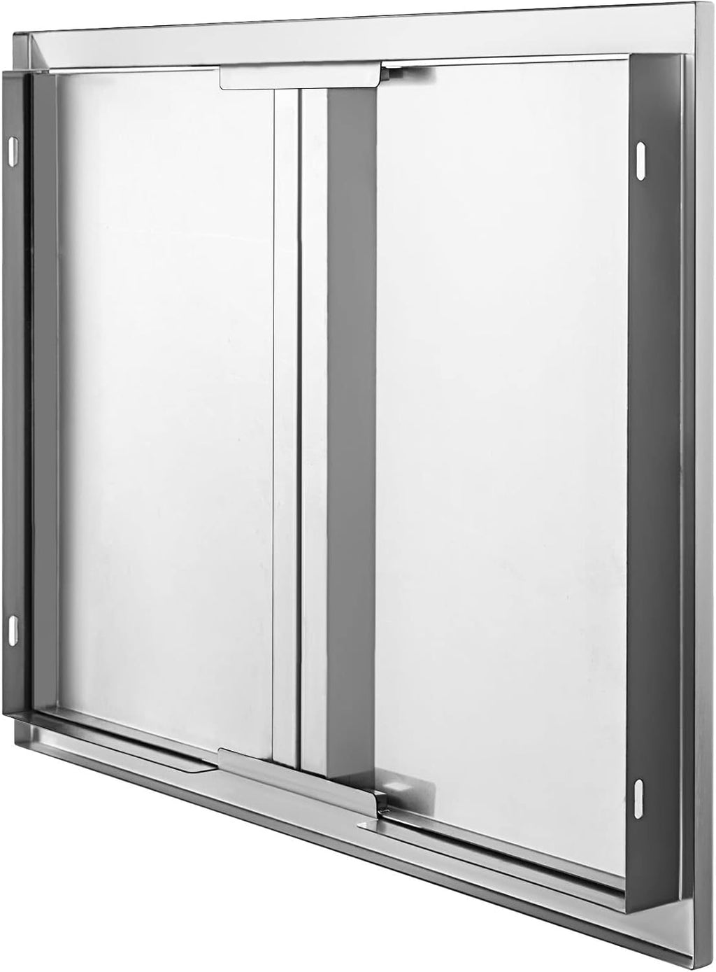 Stainless Steel Double BBQ Access Door with Recessed Handle Q77508