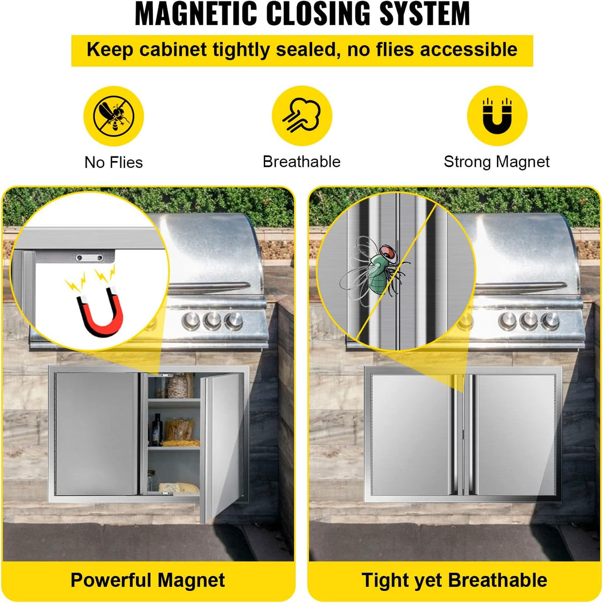 Stainless Steel Double BBQ Access Door with Recessed Handle Q77508
