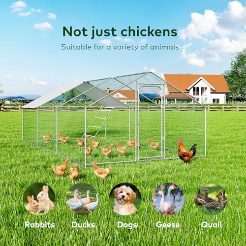 Large Metal Chicken Coop with Waterproof Cover M6942