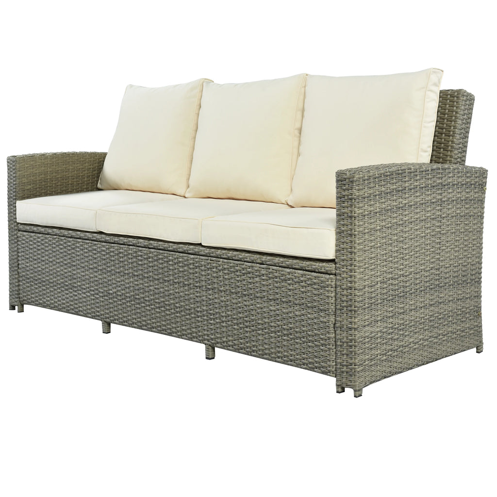 5 Piece Rattan Sectional Seating Group with Cushions and Table E7565