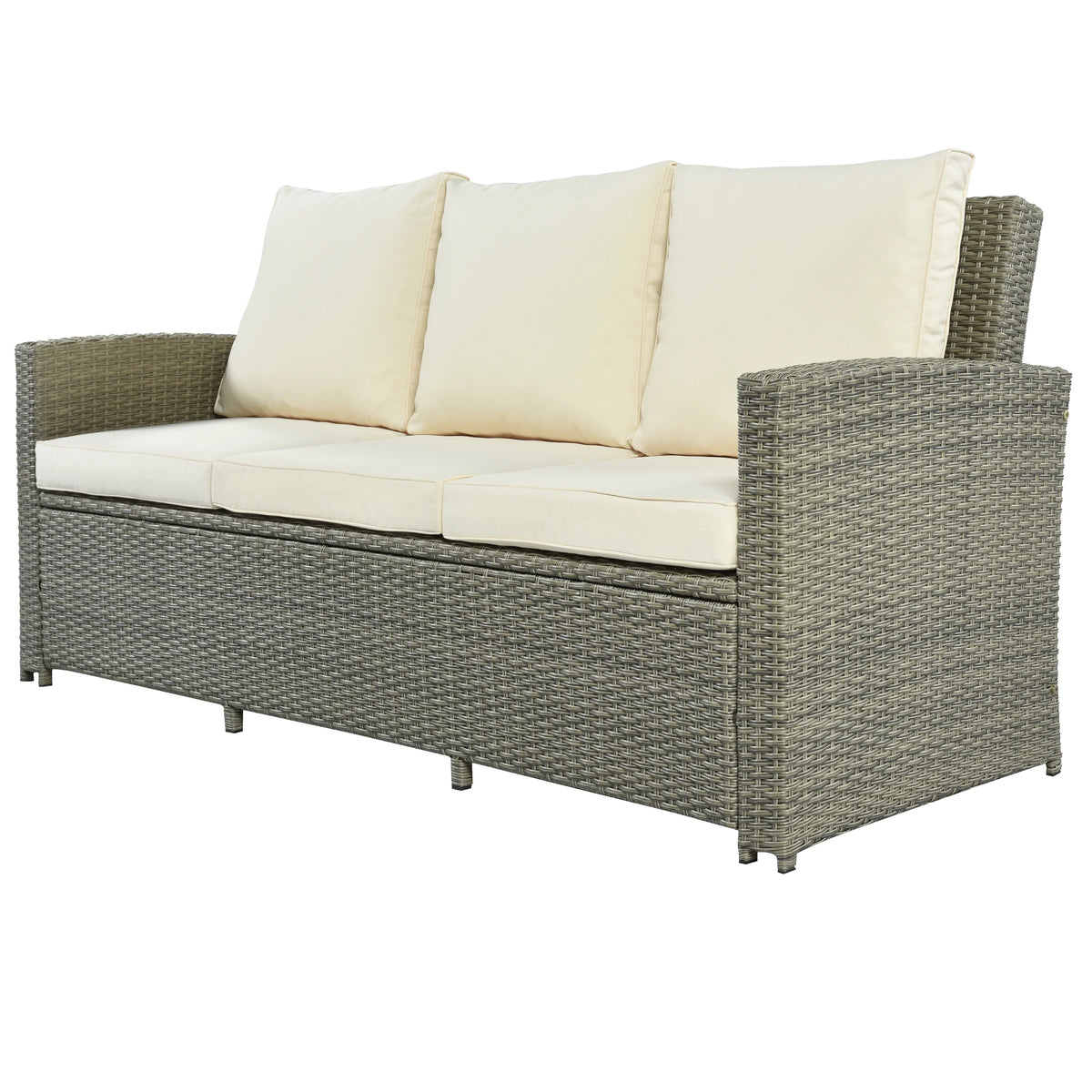 5 Piece Rattan Sectional Seating Group with Cushions and Table E7565