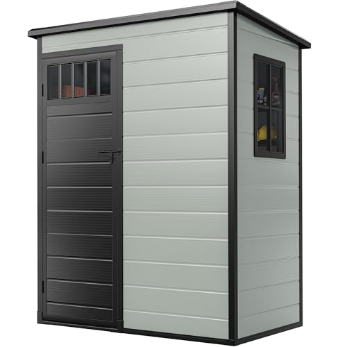 6x4.4 FT Resin Storage Shed with Lockable Door and Vents H788