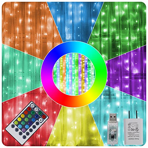 300 LED RGB 16 Colors Changing Window Curtain String Lights V8889