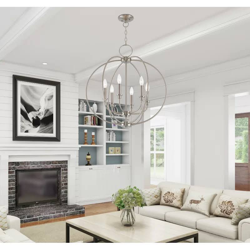 6-Light Globe Chandelier Brushed Nickel Y6285