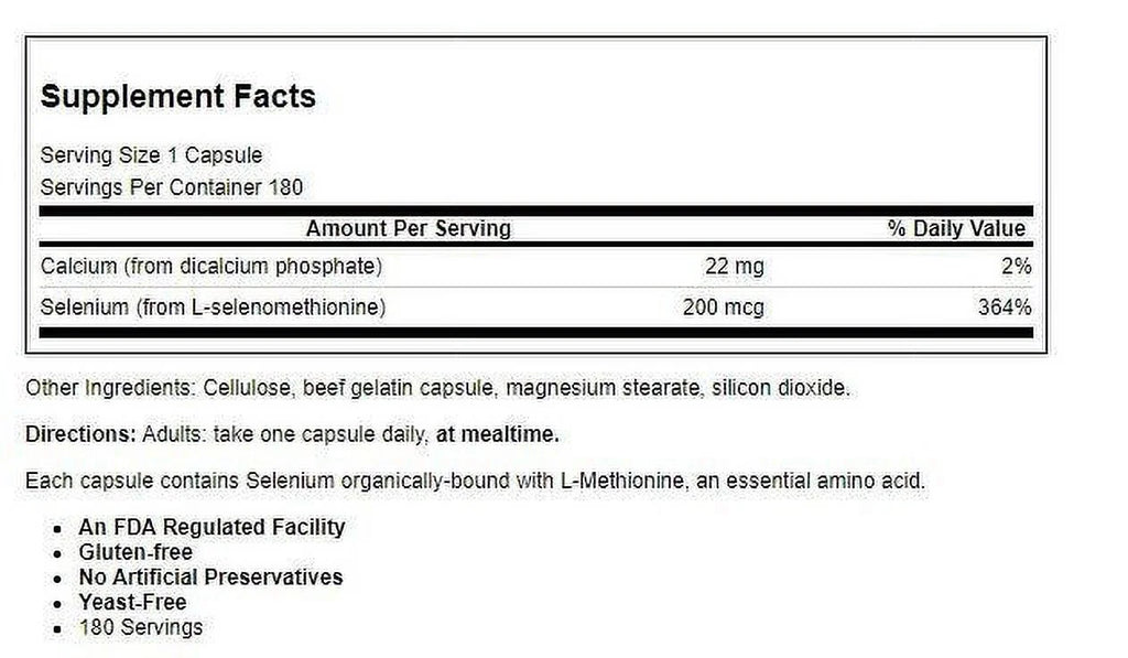 Selenium 200mcg 180 Capsule T1734