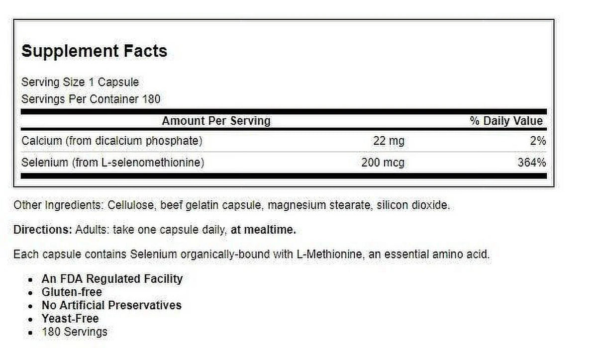 Selenium 200mcg 180 Capsule T1734