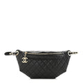 Quilted Calfskin Waist Bag Fanny Pack Black X3717