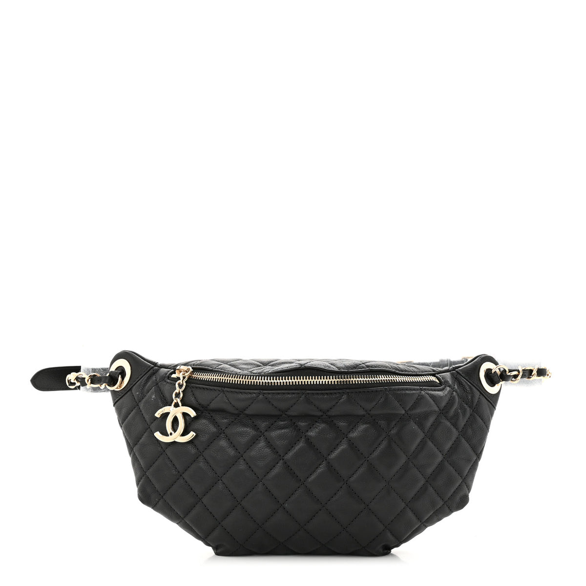 Quilted Calfskin Waist Bag Fanny Pack Black X3717
