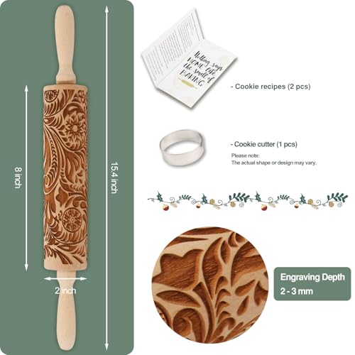 Embossed Wooden Rolling Pin A75875