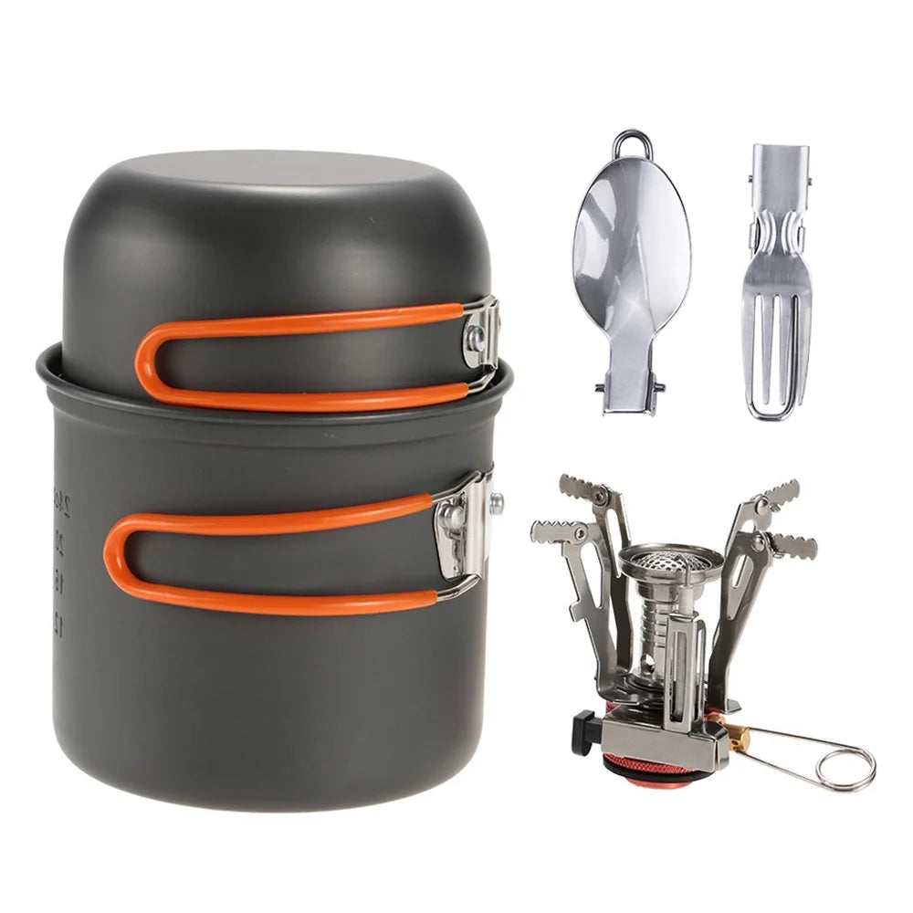 Outdoor Camping Cookware Pot Set with Fork and Spoon B602