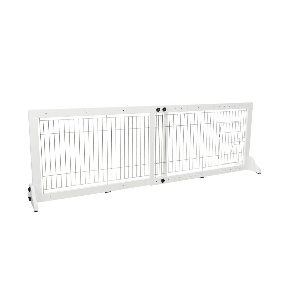 White Freestanding Pet Gate with Pet Door 22.5 in Height Y2922