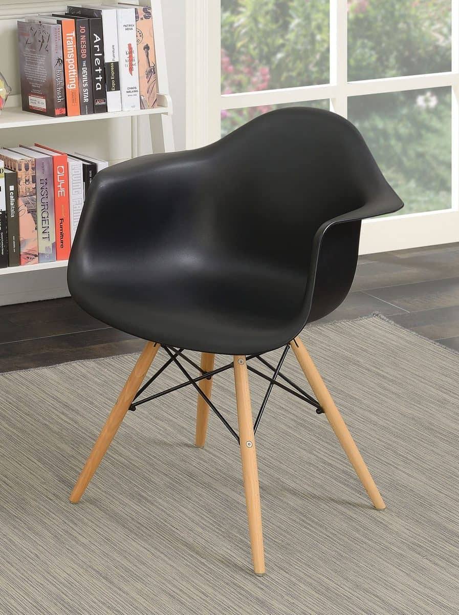 Black Modern Dining Arm Chair Set of 2 R4333