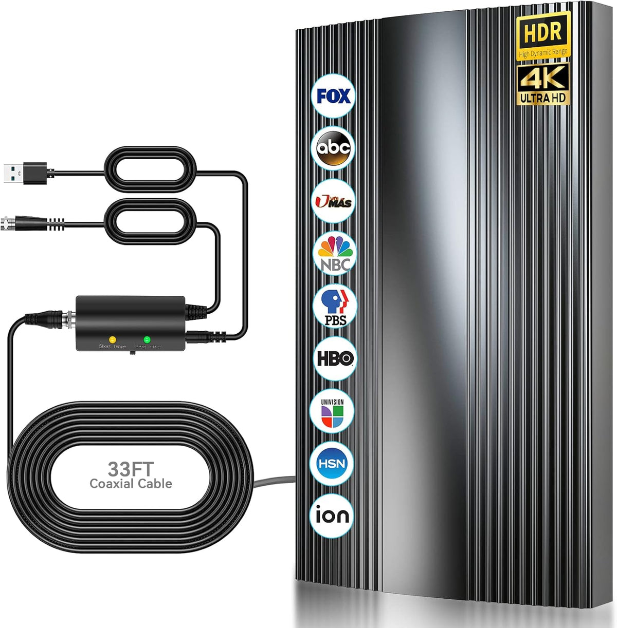 HD TV Antenna with Amplifier Signal Booster, 33ft Coaxial Cable S6514