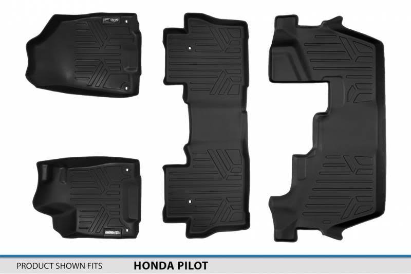 Black 3 Row Floor Mats and Cargo Liner for Honda Pilot C4805