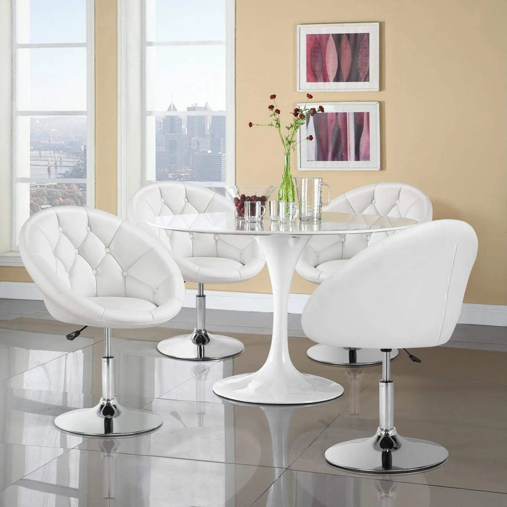 White Tufted Height Adjustable Swivel Accent Chair C58706