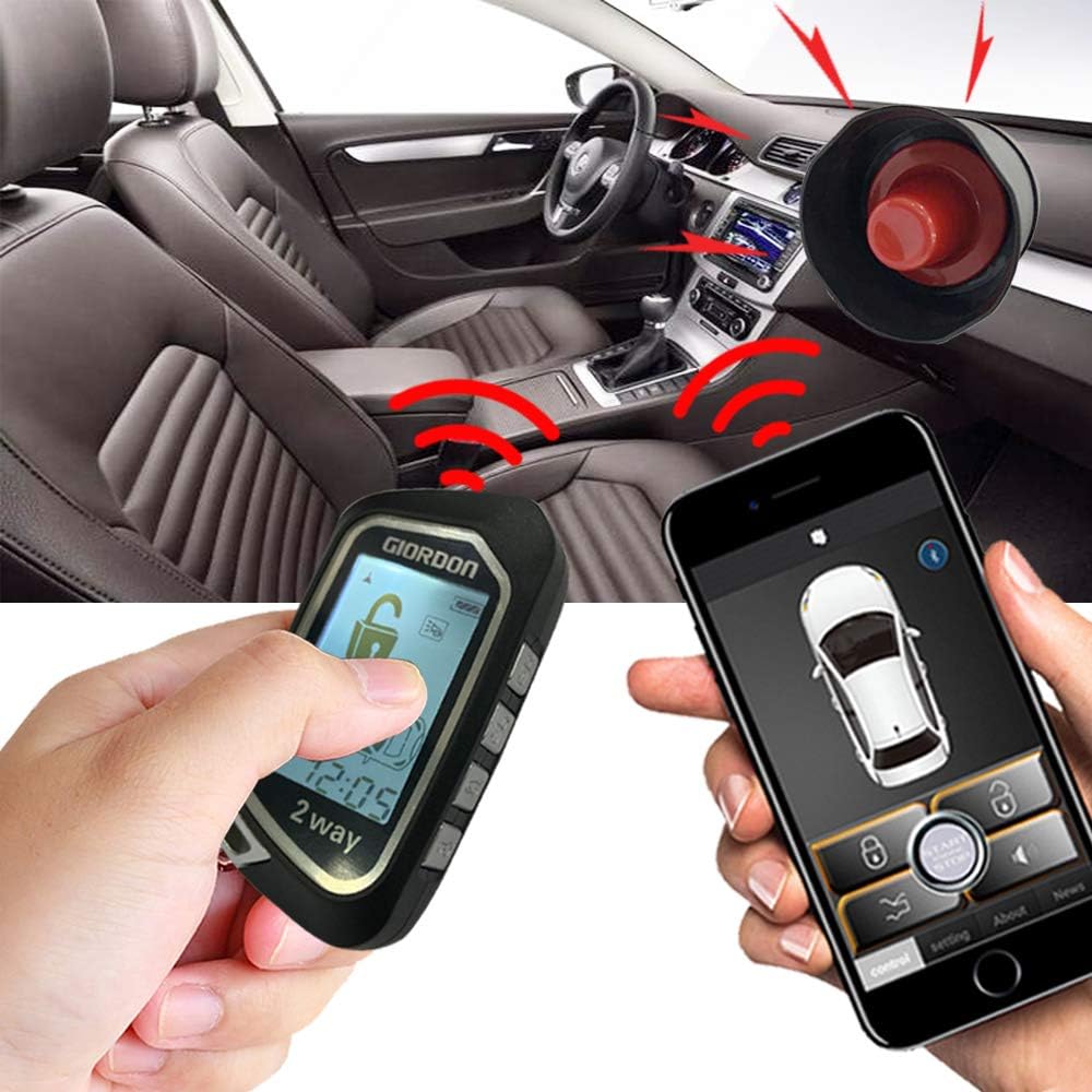 2 Way LCD Car Alarm Security System with Remote Start and Remote Key Control 1600 feet Range L235