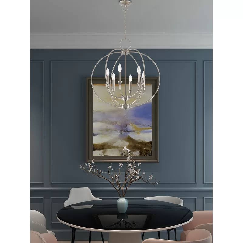 6-Light Globe Chandelier Brushed Nickel Y6285