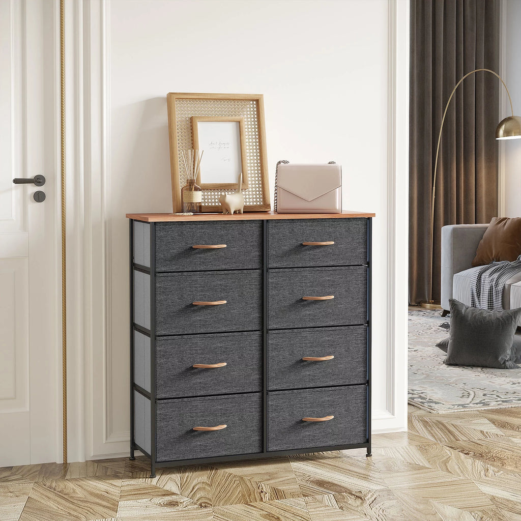 Dark Gray 8 Fabric Drawer Storage Dresser B46298