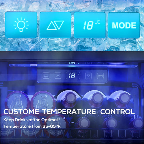 100 Can Beverage Refrigerator Cooler 2.47 Cu.ft Mini Fridge with Glass Door & Adjustable Shelves K403