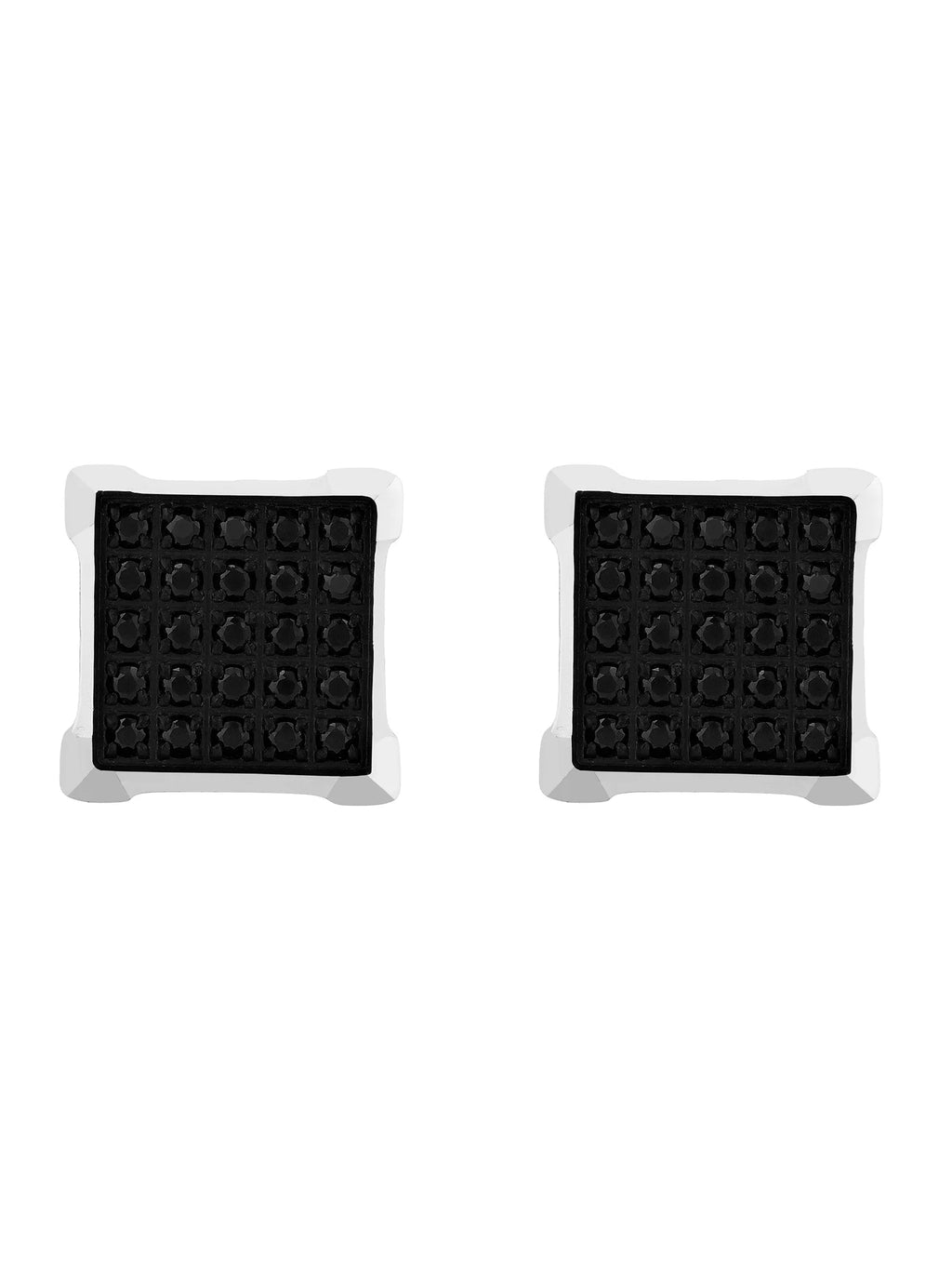Black Diamond Stainless Steel Square Stud Earrings Z243977