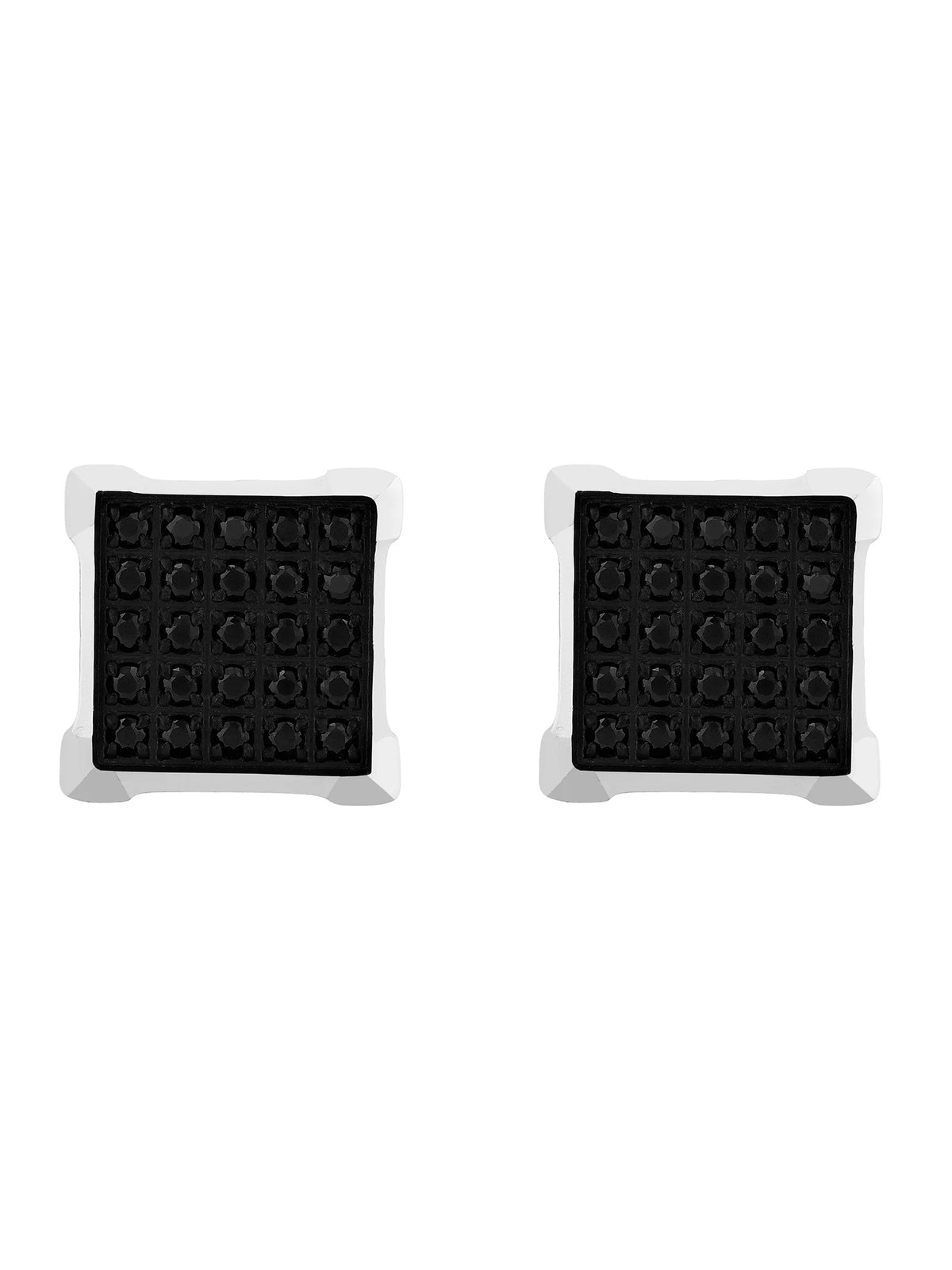 Black Diamond Stainless Steel Square Stud Earrings Z243977
